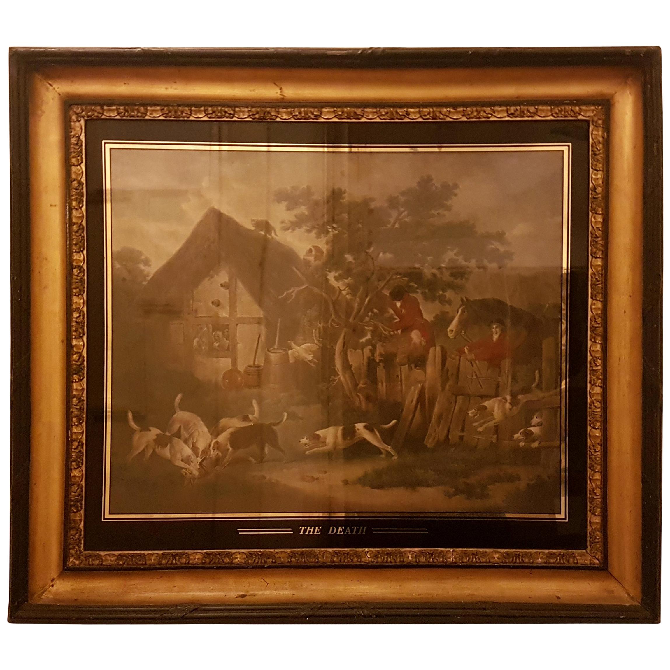 Early 19th Century English School Hunting Scenes in Églomisé and Gilt Frames