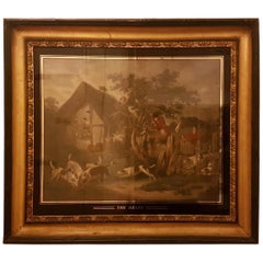 Antique Early 19th Century English School Hunting Scenes in Églomisé and Gilt Frames