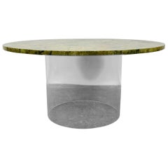 Italian Hand Painted Top and Lucite Coffee Table Attributed to Emilo Martelli