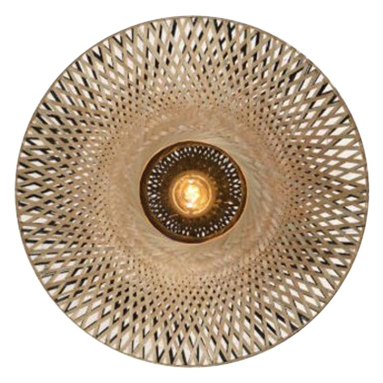 Large and Round Rattan Wall Light For Sale