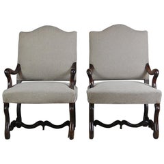 Pair of French Early 19th Century Os de Mouton Armchairs
