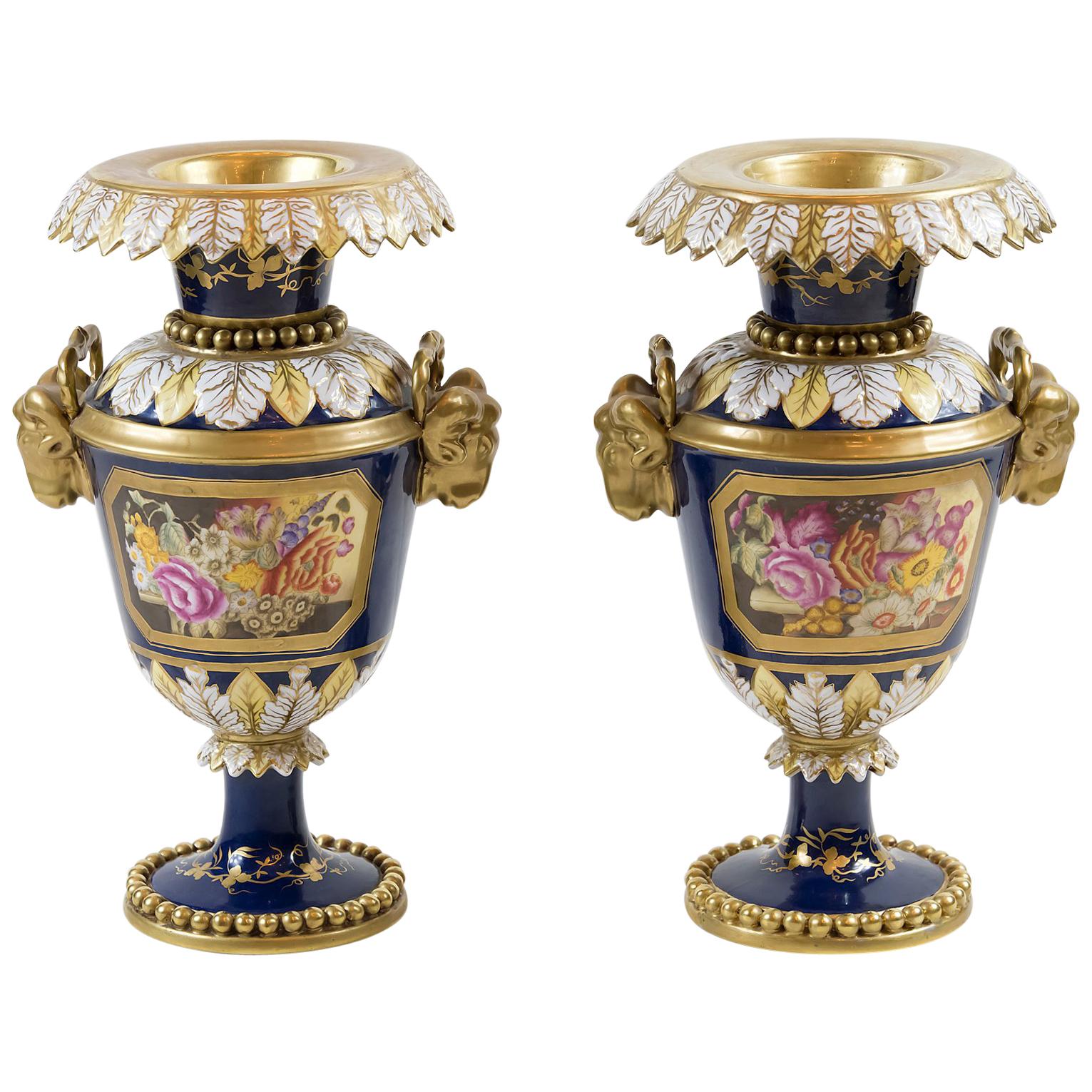 Limoges Cobalt French Sevres Style 22Karat Gold Vase at 1stDibs