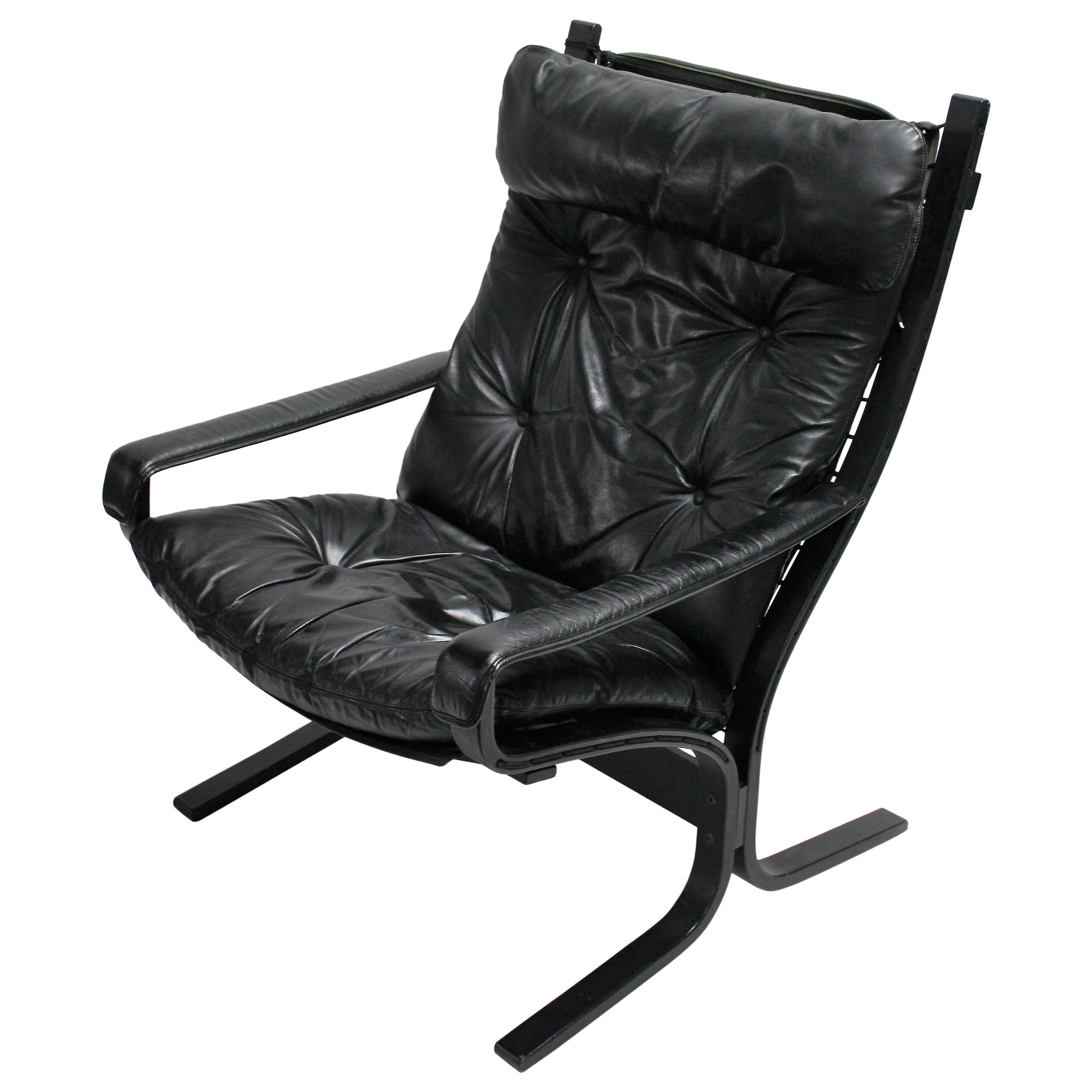 black Leather Siesta Chair by Ingmar Relling for Westnofa, 1970s