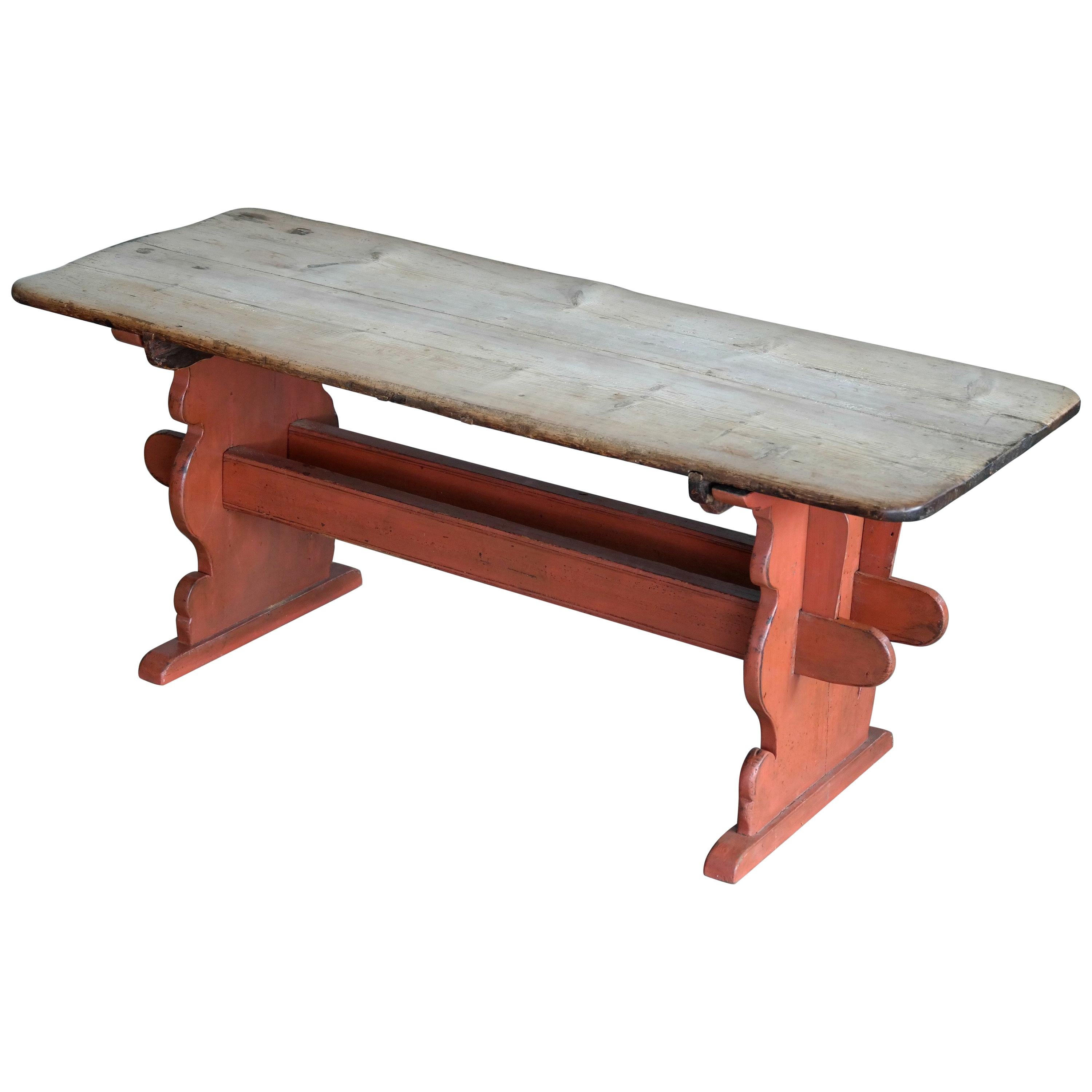 Country or Provence Style Dining Table in Rustic Pine from Denmark, circa 1900