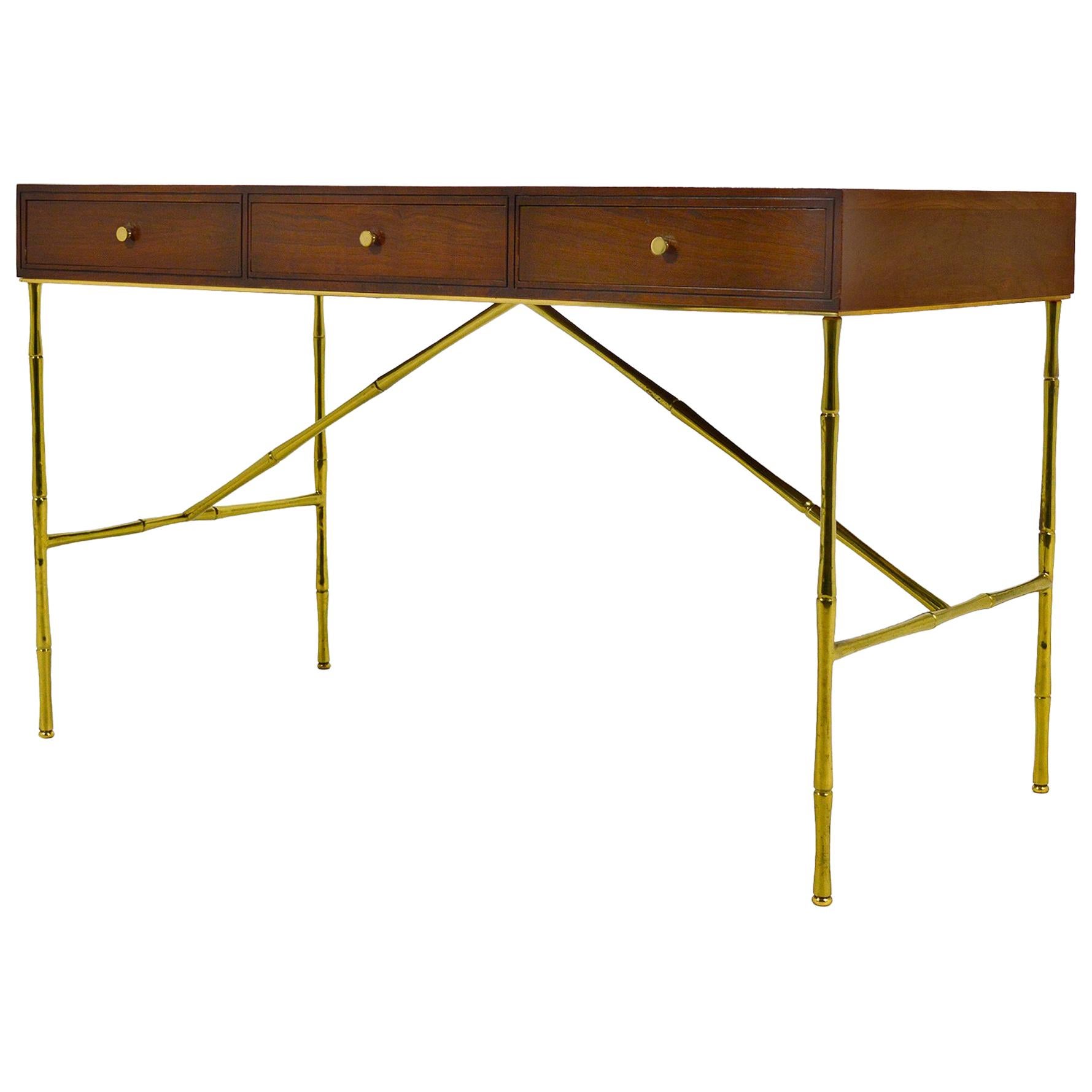 Kipp Stewart Desk with Brass Bamboo Form Legs by Directional