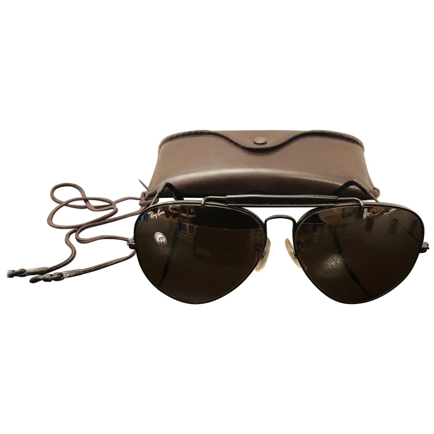 Sunglasses Ray-Ban Aviator Black Outdoorsman B-15, B & L, USA, 1980s For Sale