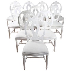 16 Swedish Gustavian Style Dining Chairs with Oval Backs