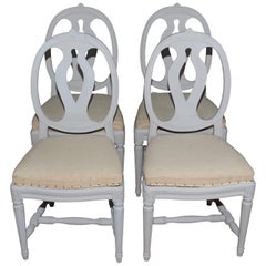 Swedish Gustavian Style Painted Dining Chairs '4'