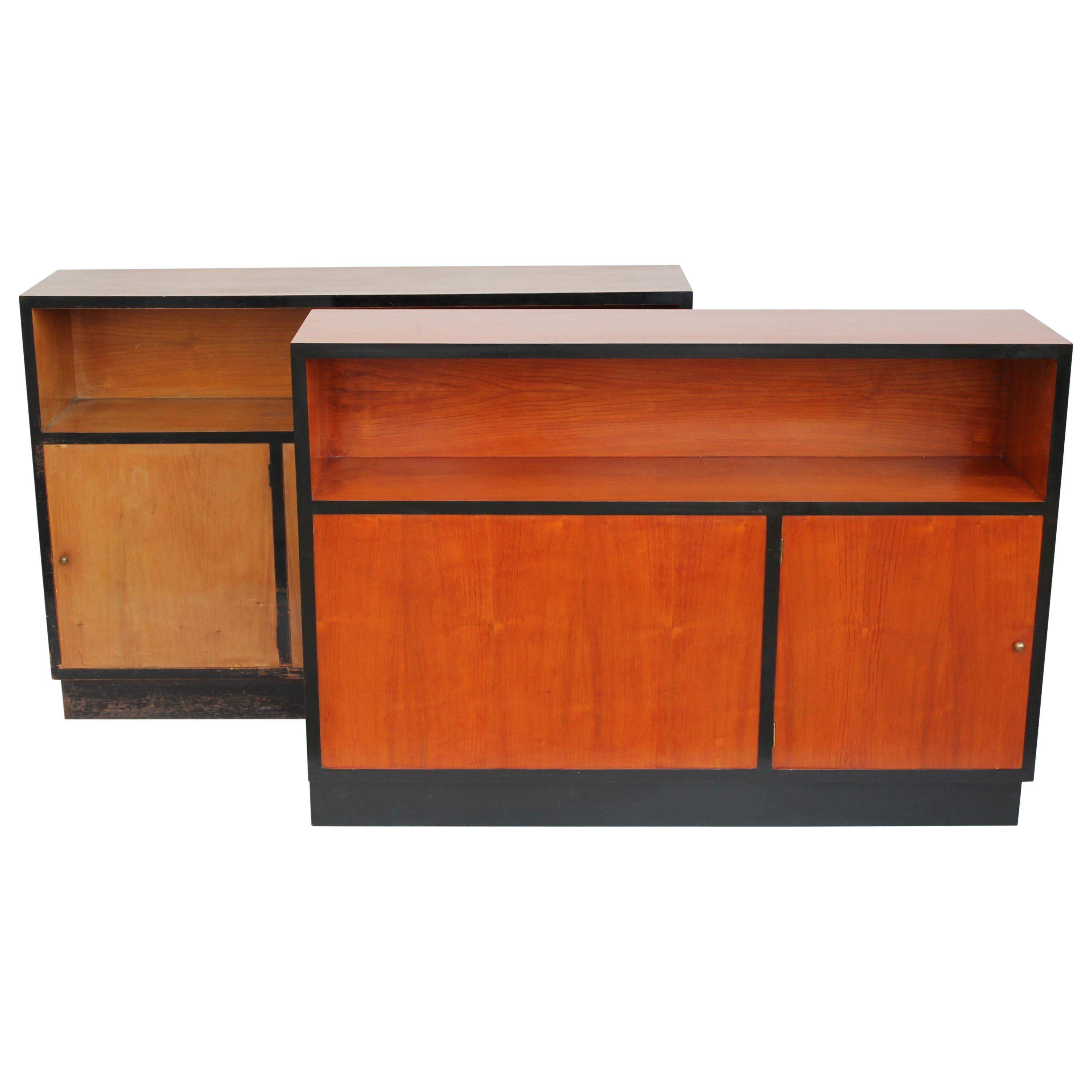 Pair of 1940s Italian Cherrywood Doublesides Cabinets or Bookcases