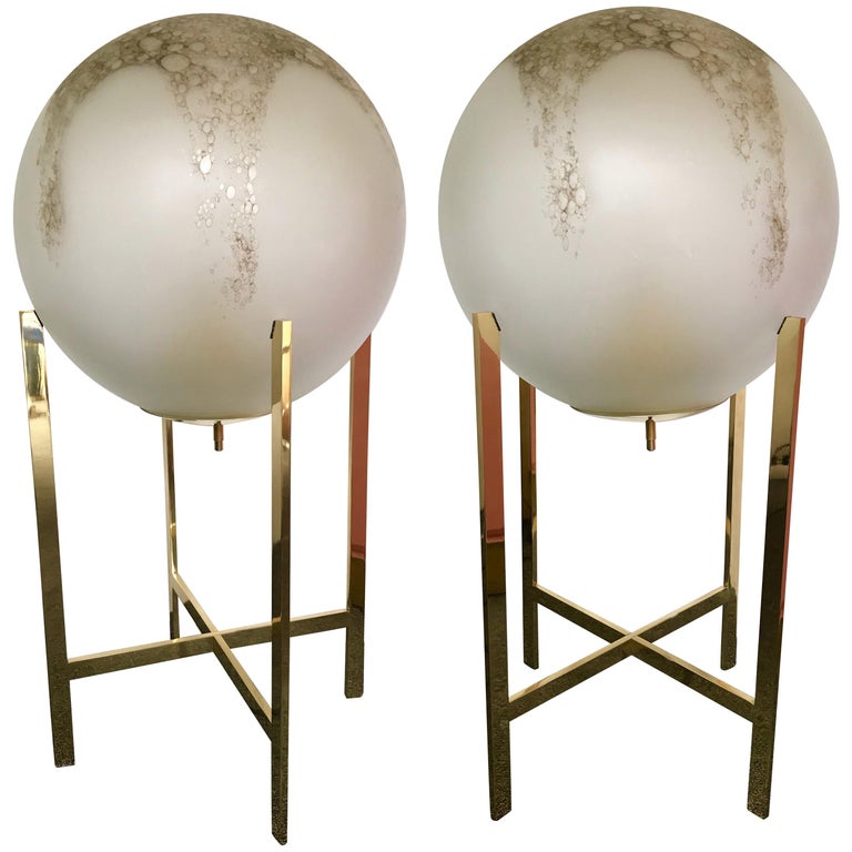 Brass Floor Lamps by La Murrina Murano Glass, Italy, 1990s For Sale