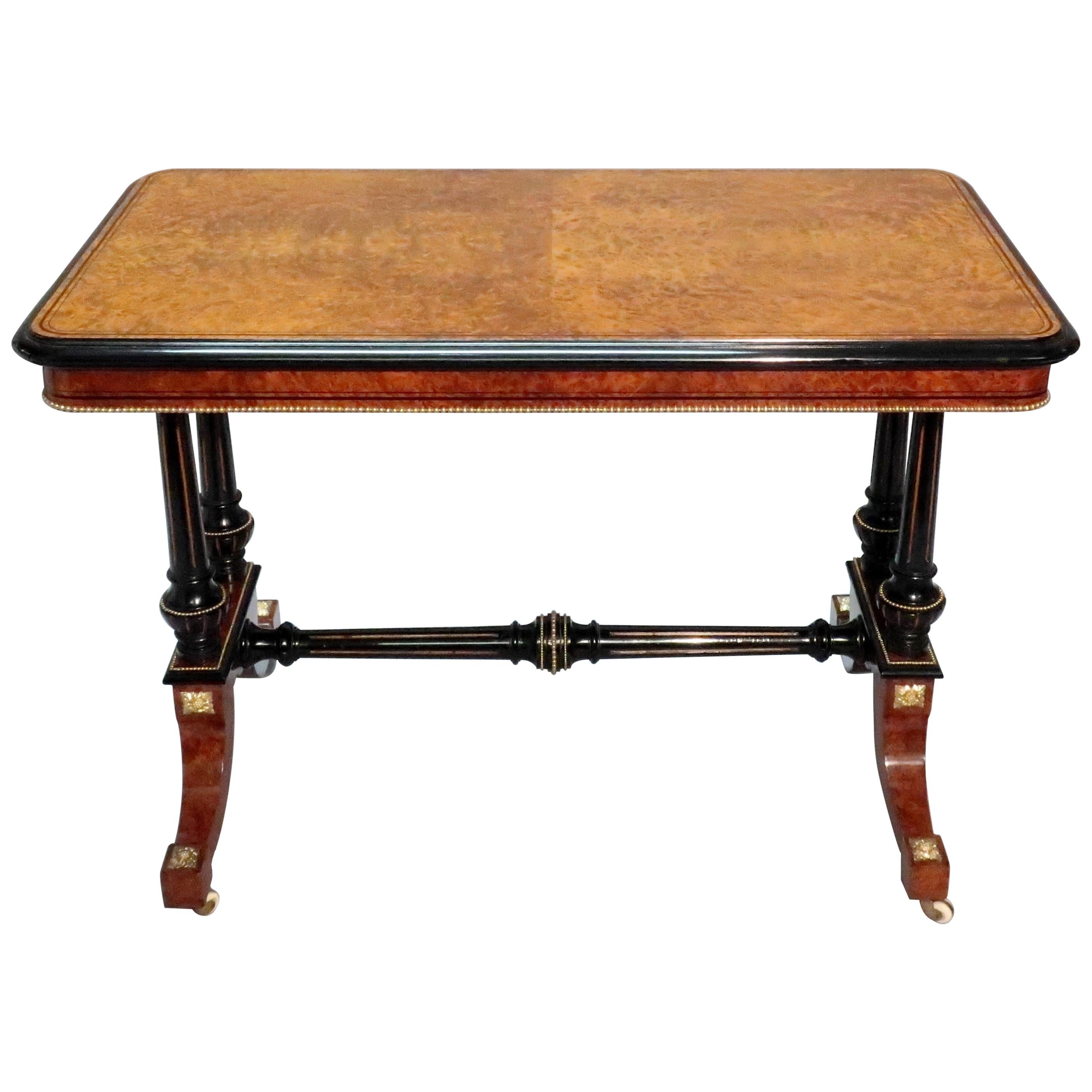 Victorian Amboyna and Ebonised Occasional Side Table Attributed to Gillows