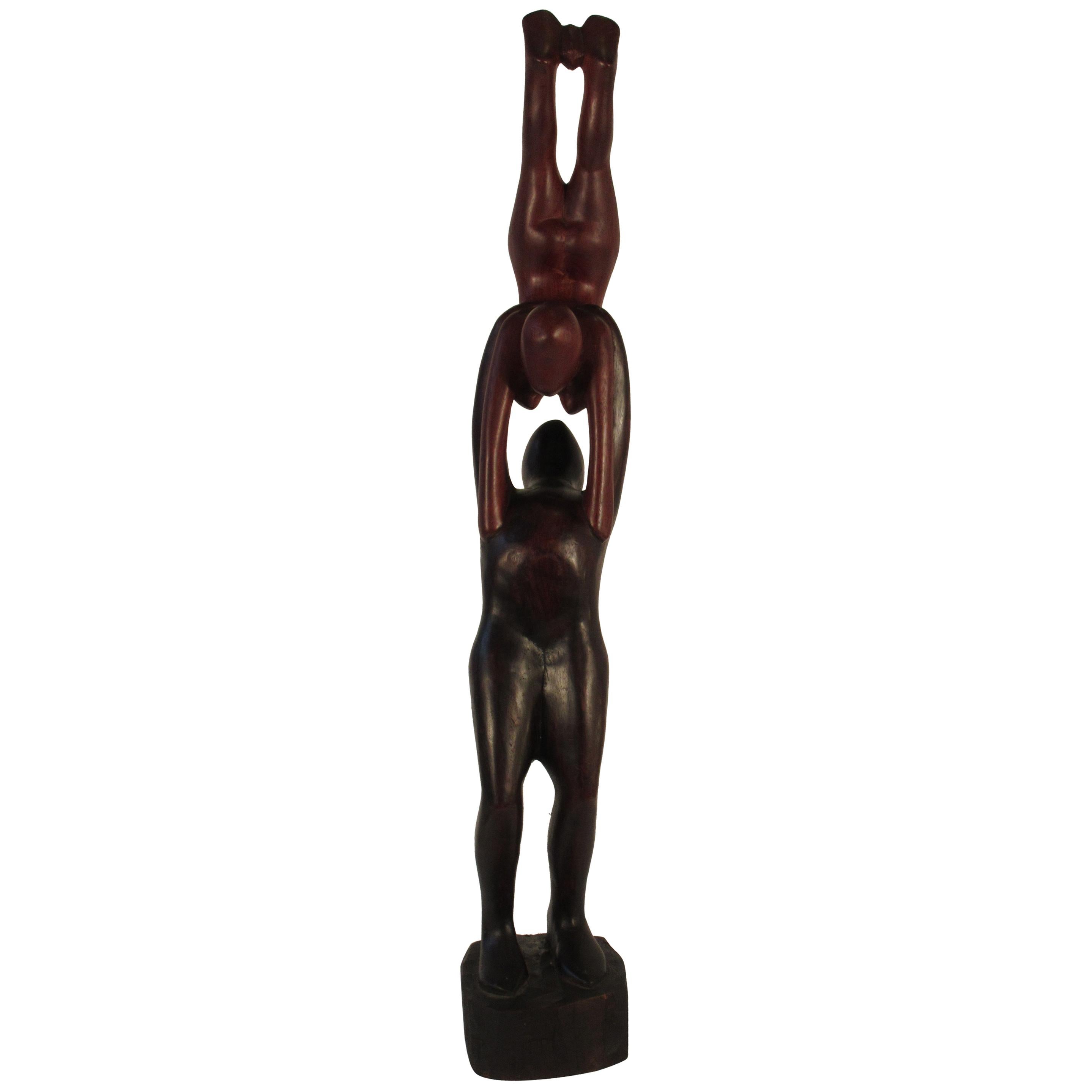 1960s Rosewood Sculpture of Man and Woman