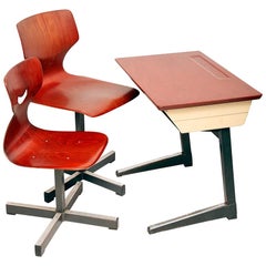 Set of Children Desk or School Bench with Two Flototto Chairs, Germany, 1970s