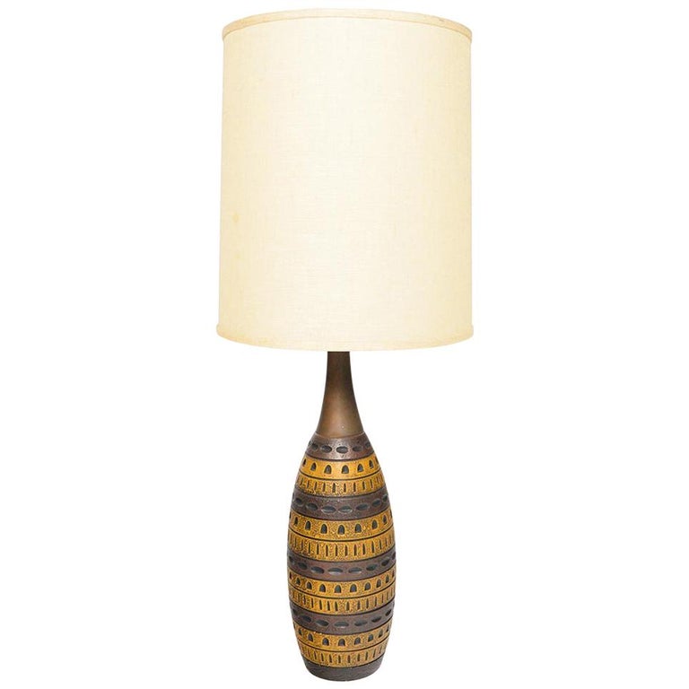 Midcentury Ceramic Earth Tone Table Lamp