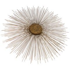 Vintage Brutalist Sunburst Wall Sculpture