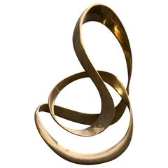Large Signed Abstract Brass Sculpture by Tom Bennett, "e'88" 1988