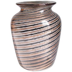 Dino Martens Copper Aventurine Mezza Filigrana Glass Vase