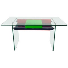 Architectural Glass and Lacquer Desk, France, 1970s