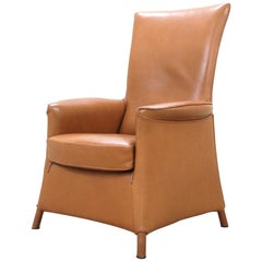 Vintage Wittmann Leather Armchair Chair Model Alta Design by Paolo Piva