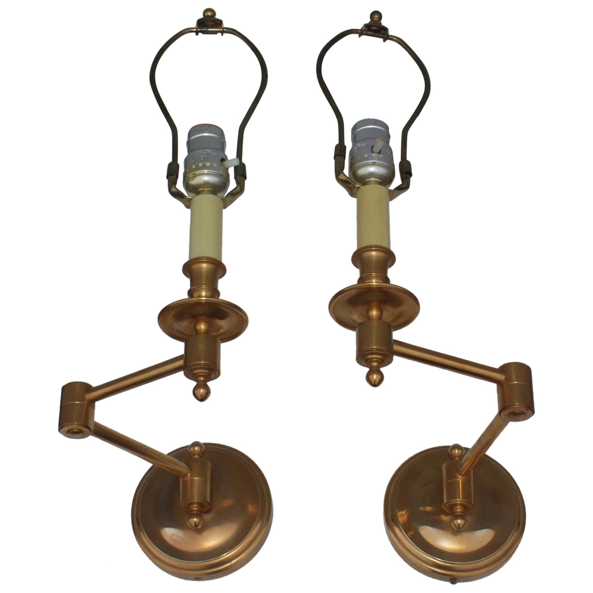 1960s French Brass Swing Arm Sconces