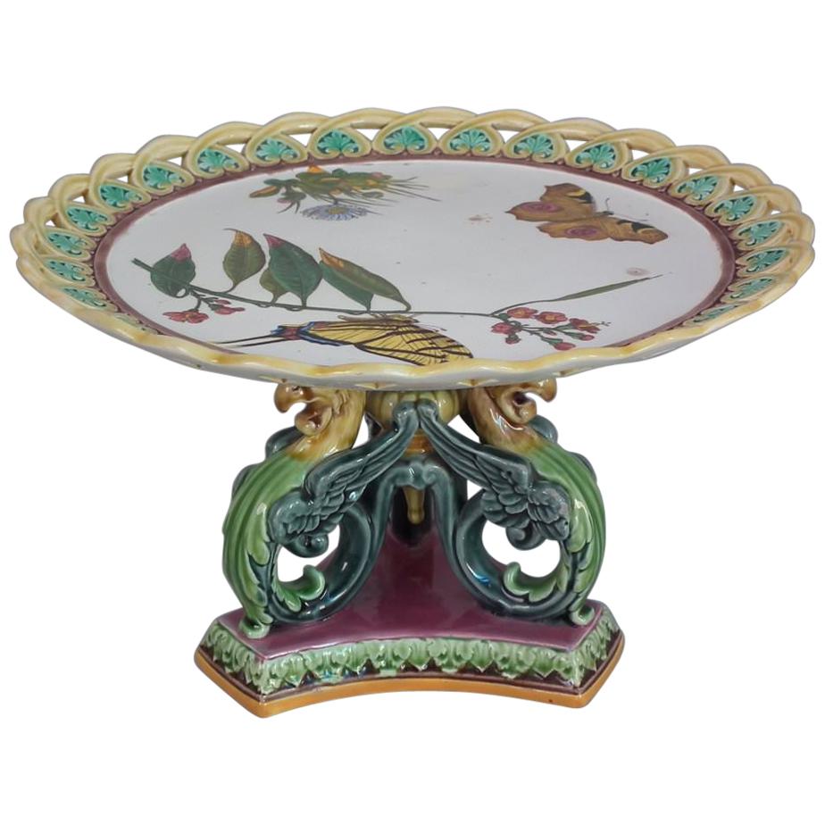 Wedgwood Majolica Bird and Butterfly Compote