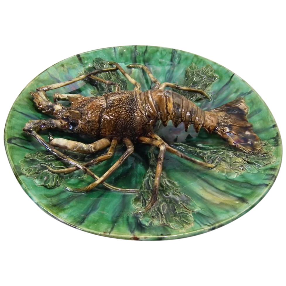 Renoleau French Palissy Majolica Lobster Wall Plaque For Sale