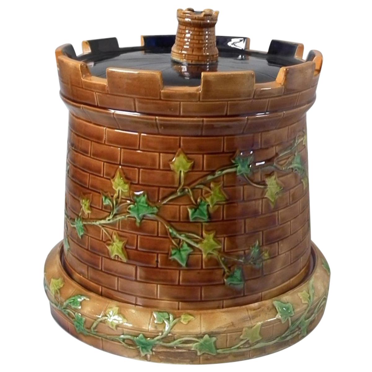 Brownfield Majolica Castle 'Tower' Cheese Dome For Sale