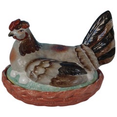 Antique Staffordshire Pottery Hen on Nest Tureen