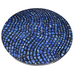 Circular Coffee Table in Black Resin and Lapis Lazuli by E. Allemeersch