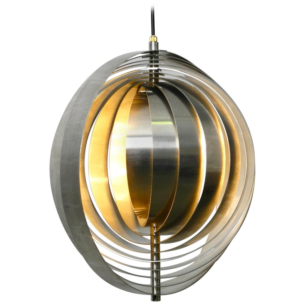 1960s Space Age Moon Lamp Made of Brushed Stainless Steel Solid Construction