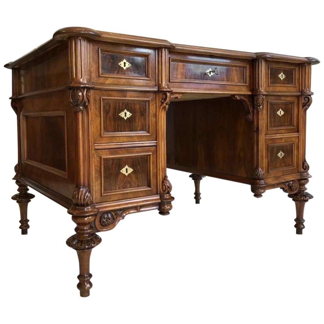 Restored Historicism Desk Secretary Gründerzeit Writing Furniture For Sale