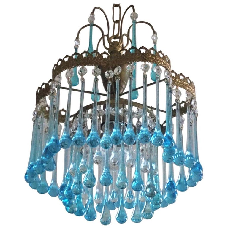 Murano Venini Glass Drops Chandelier, 1960s For Sale at 1stdibs