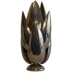 Lamp in Silvered Bronze by Michel Armand, circa 1970