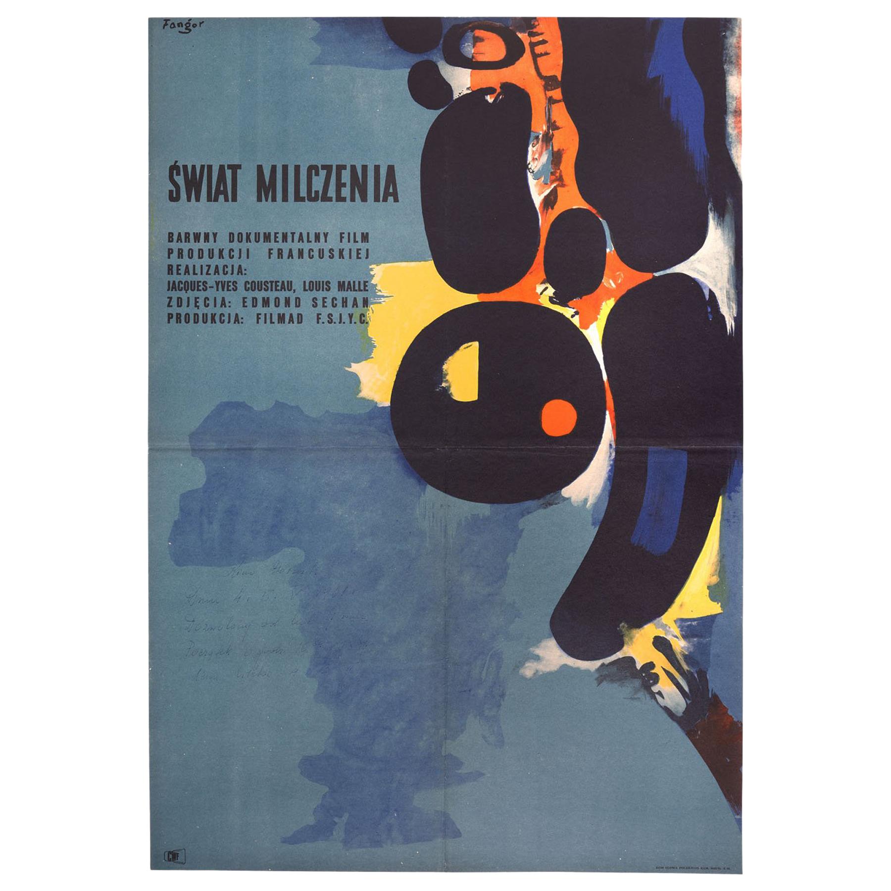 Vintage Polish The Silent World Movie Poster by Wojciech Fangor for CWF, 1958