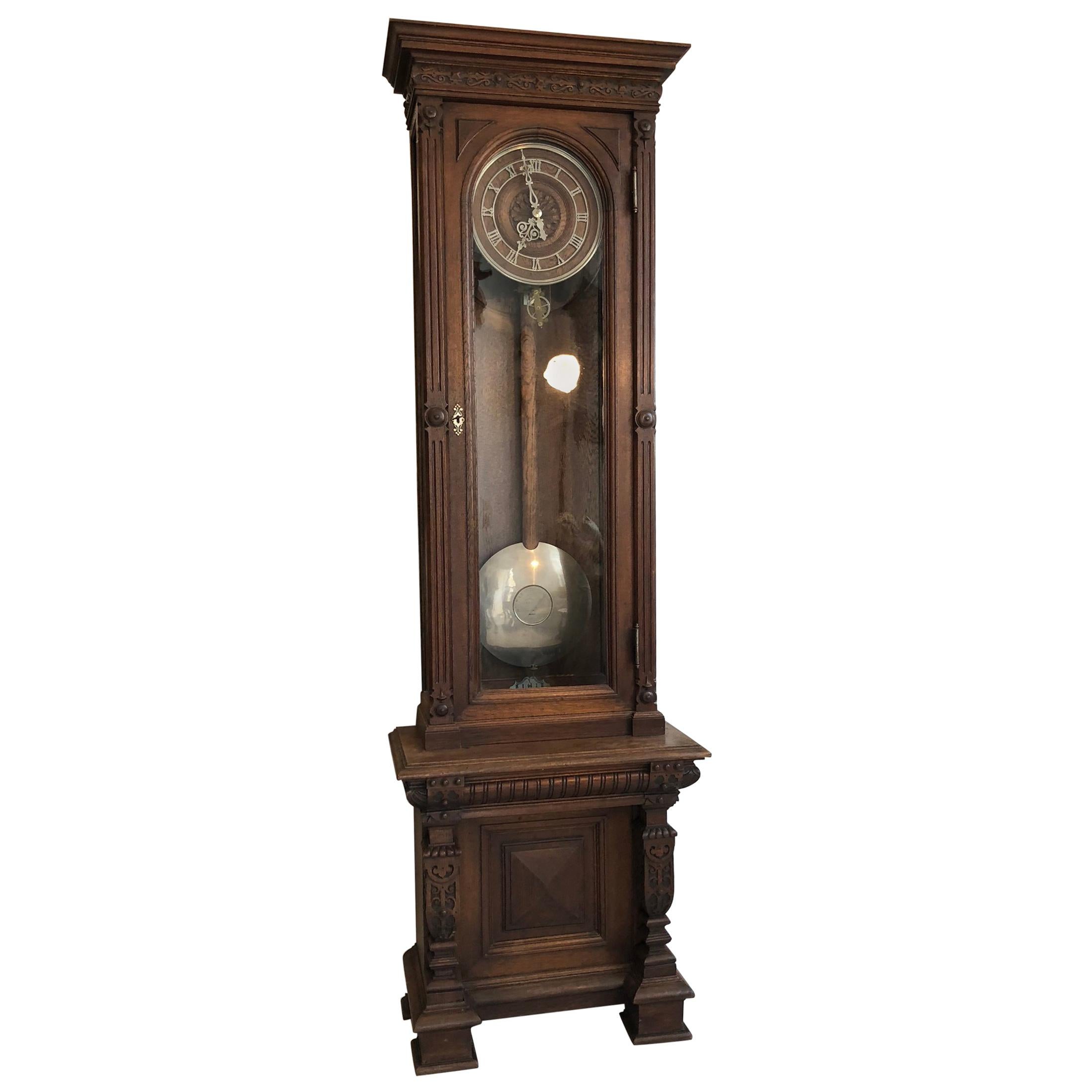 Original Historism Antique Standing Clock / Grandfather Clock with Pendulum