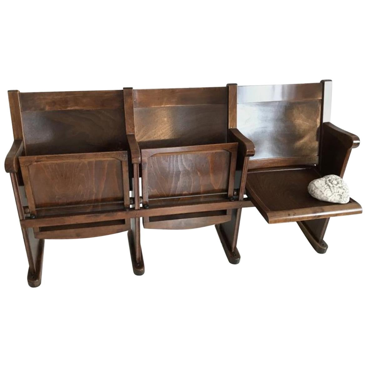 Vintage Cinema Chair Set ThreeSeat Folding Chair For Sale at 1stDibs