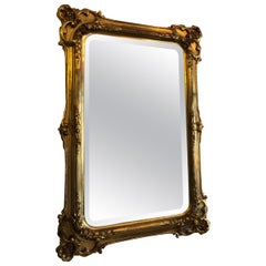 Original Florentine 1860s Antique Mirror, Wooden Gilded Frame