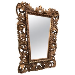 Gilded Florentine Wall Mirror with Leaf and Floral Ornamentation