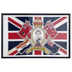 1953 HRH Queen Elizabeth 2nd Coronation Framed Flag