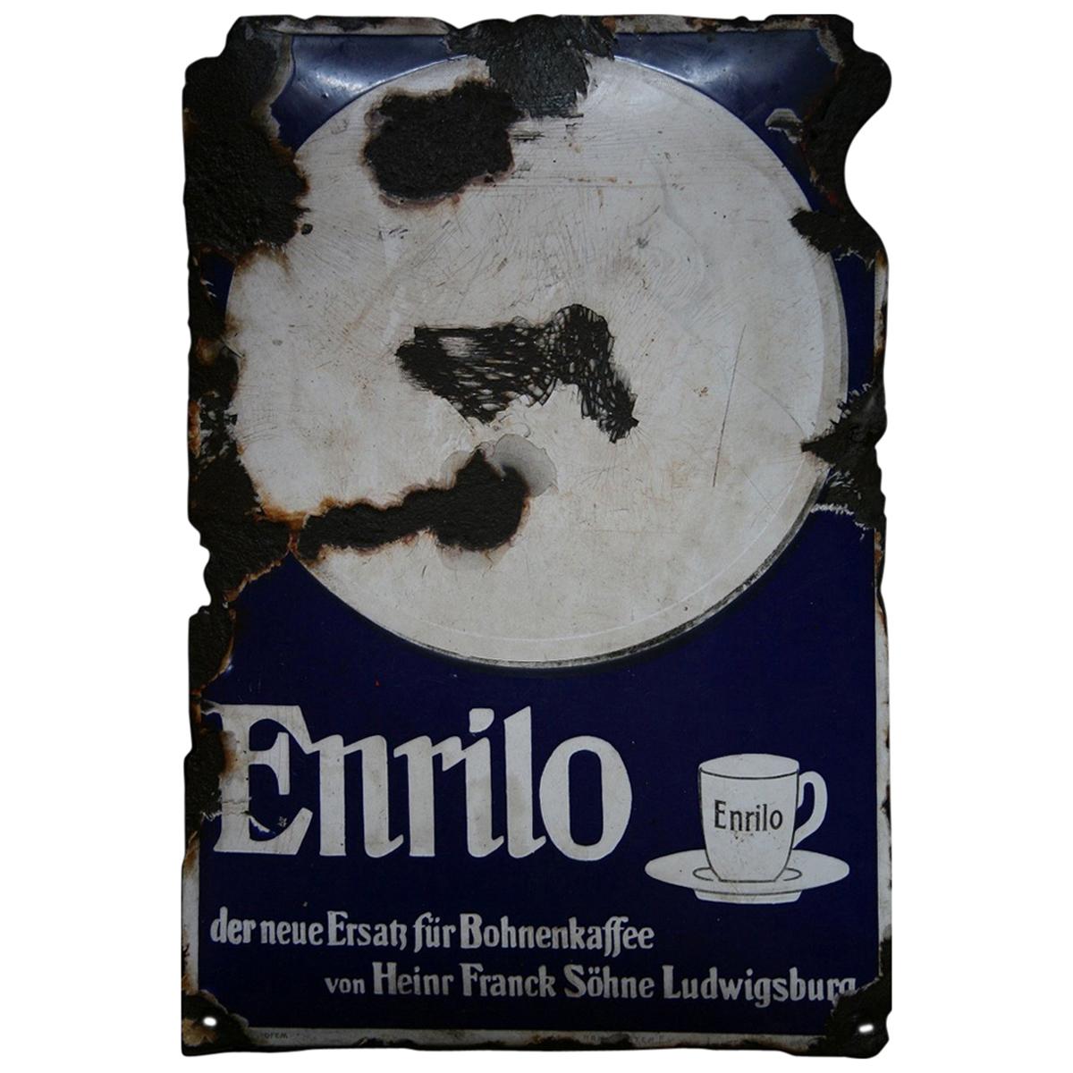 1930s Advertising Signboard "Coffee Enrilo" For Sale