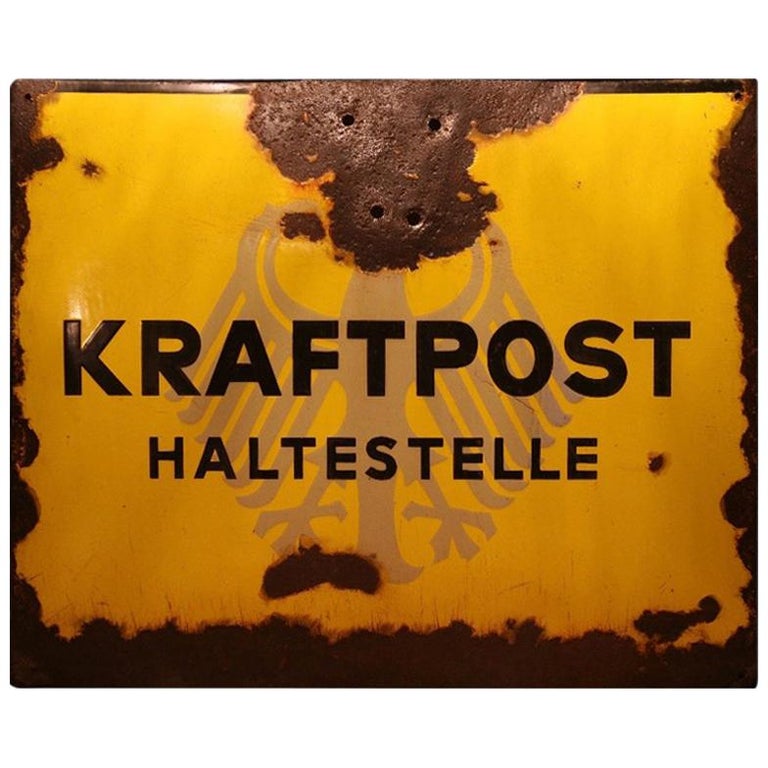 1930s Information Signboard "Kraftpost" For Sale
