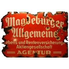 1930s Advertising Signboard "Magdeburg Insurance"