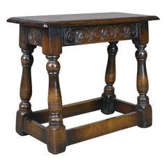 Antique Joint Stool, English, Oak, Edwardian Jacobean Revival Early 20th Century