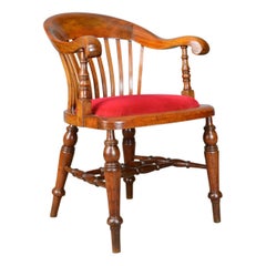 Antique Bow Back Armchair, High Wycombe, Smokers, Captains, R. Tyzack, George V