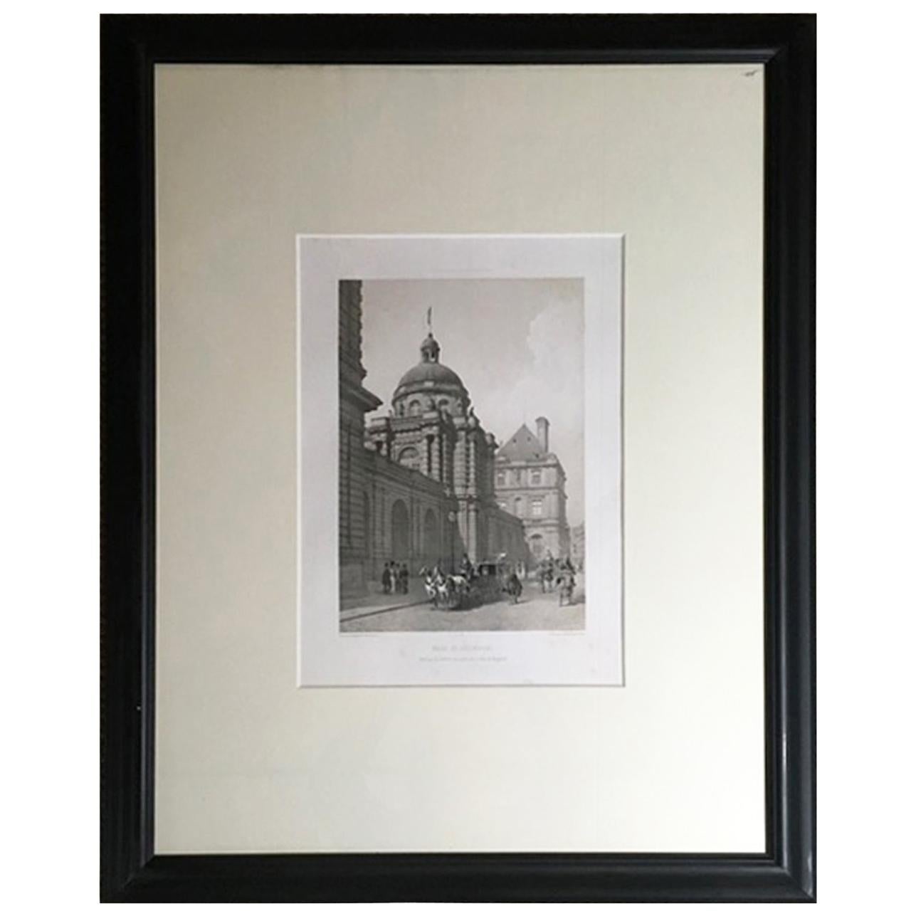 France Mid-19th Century Paris Black and White Print on Paper For Sale