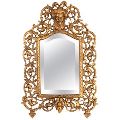 Petite Victorian Wall Mirror in Gilt Iron