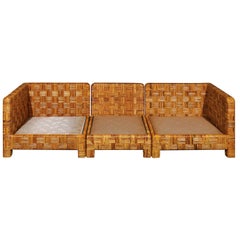 Vintage Radiant Restored Billy Baldwin Style Cane Basketweave Parsons Sofa, circa 1975