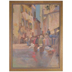 Camille Kufferath, Painting Street View in Nice 1911 Oil on Canvas