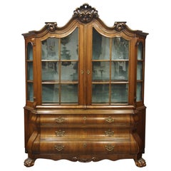 Antique Dutch Victorian Walnut Display Cabinet