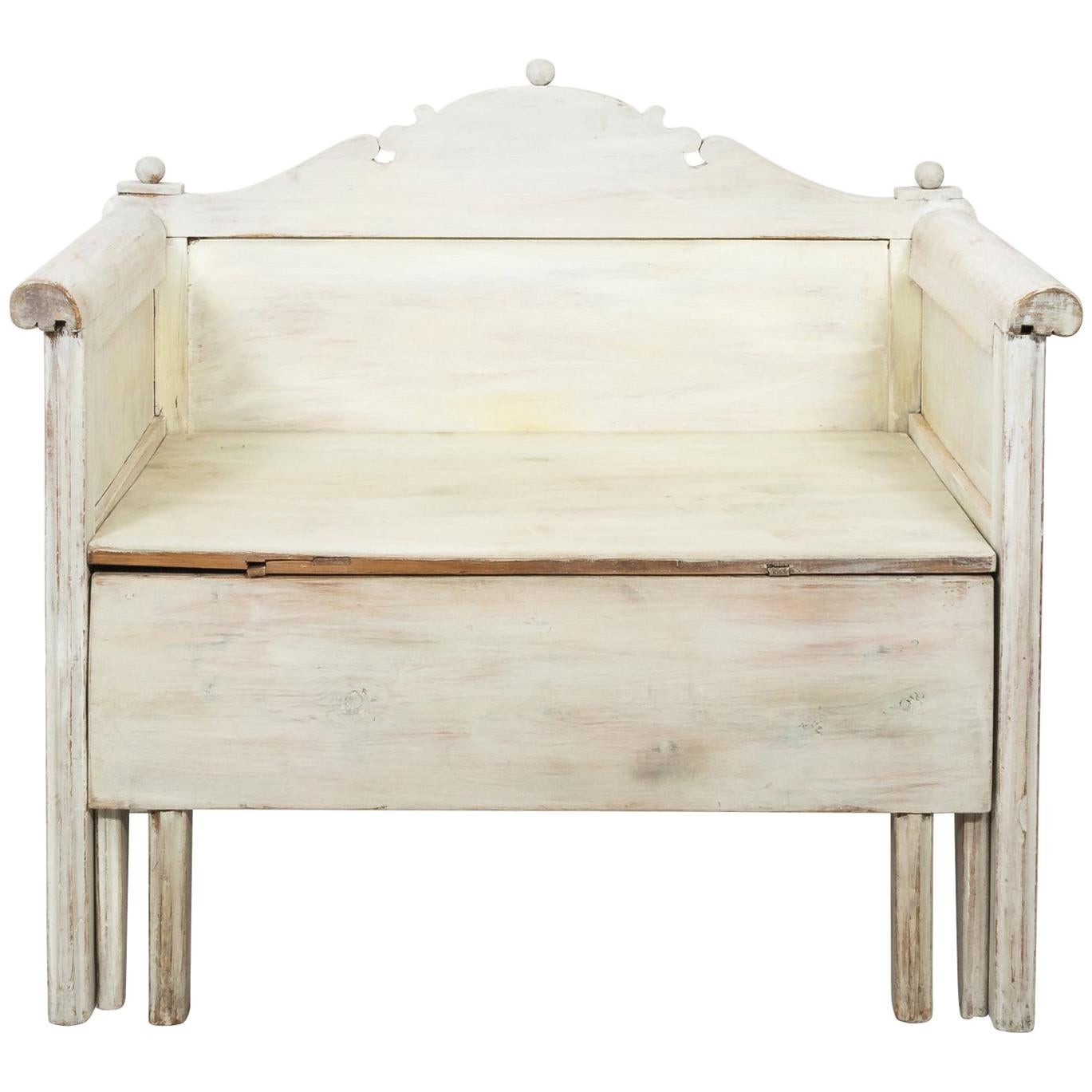 Swedish Painted Storage Bench, circa 1900 For Sale